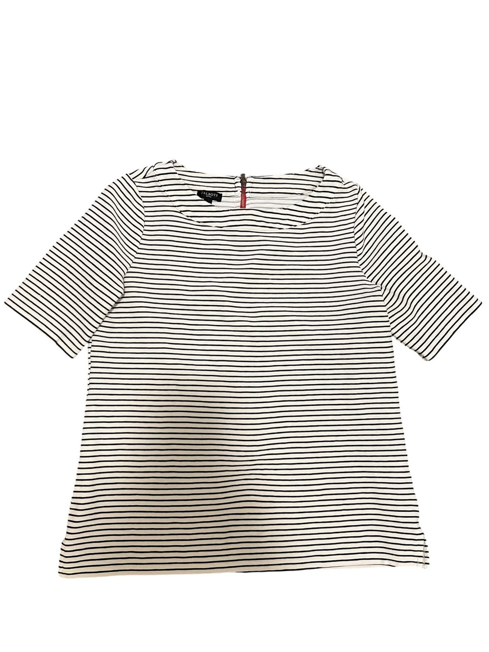 Talbots Striped Short Sleeve Top with Zipper SP